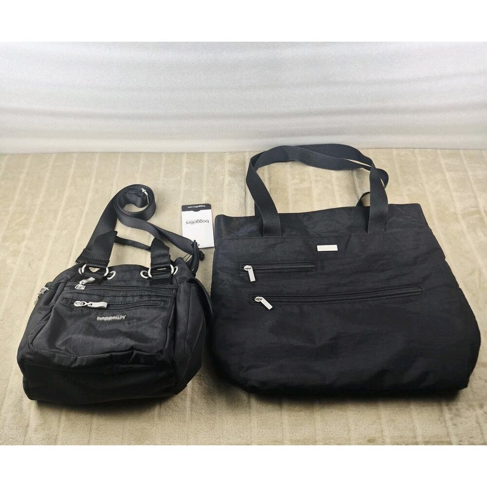 Baggallini Lot of 2 Shoulder Bag Used Drawstring Crossbody Black NWT Purse